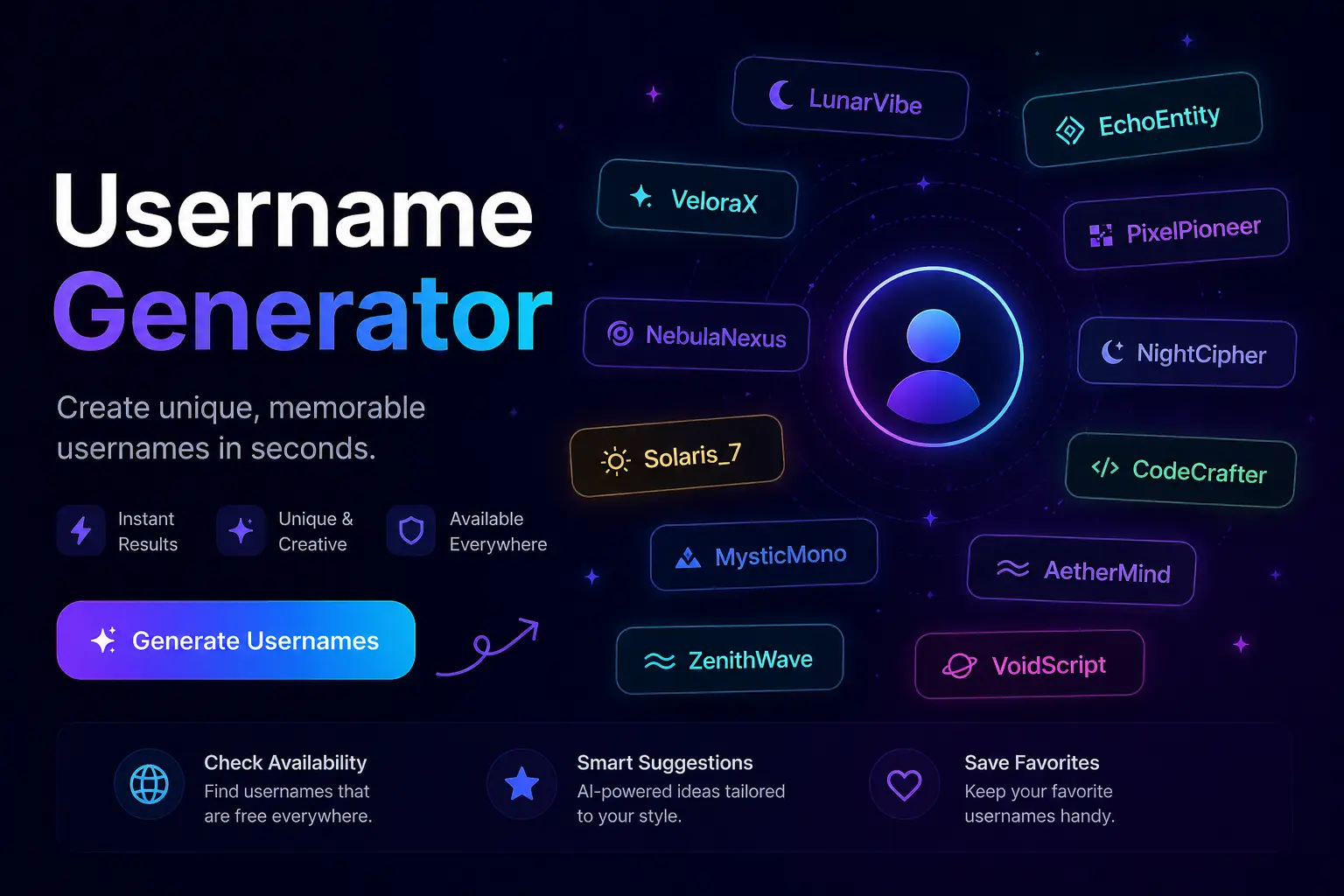 Username generator for Instagram, TikTok and gaming