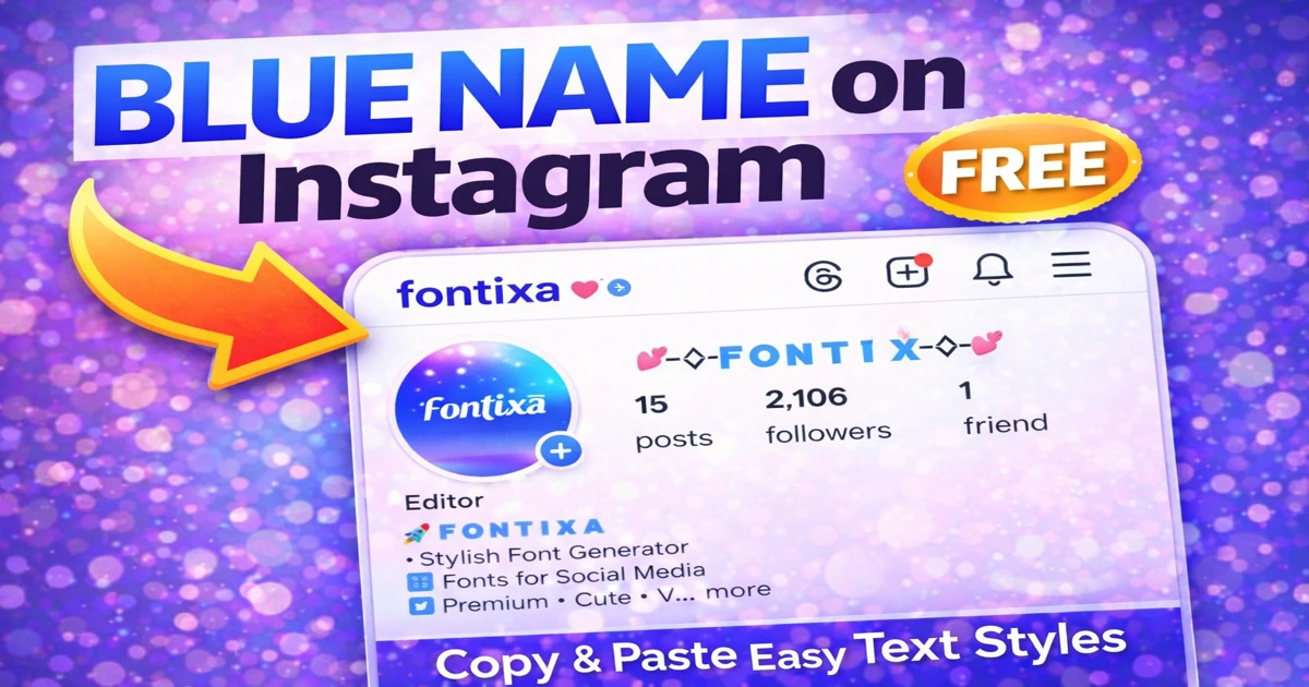 Blue Name Generator for Instagram showing stylish blue name styles preview