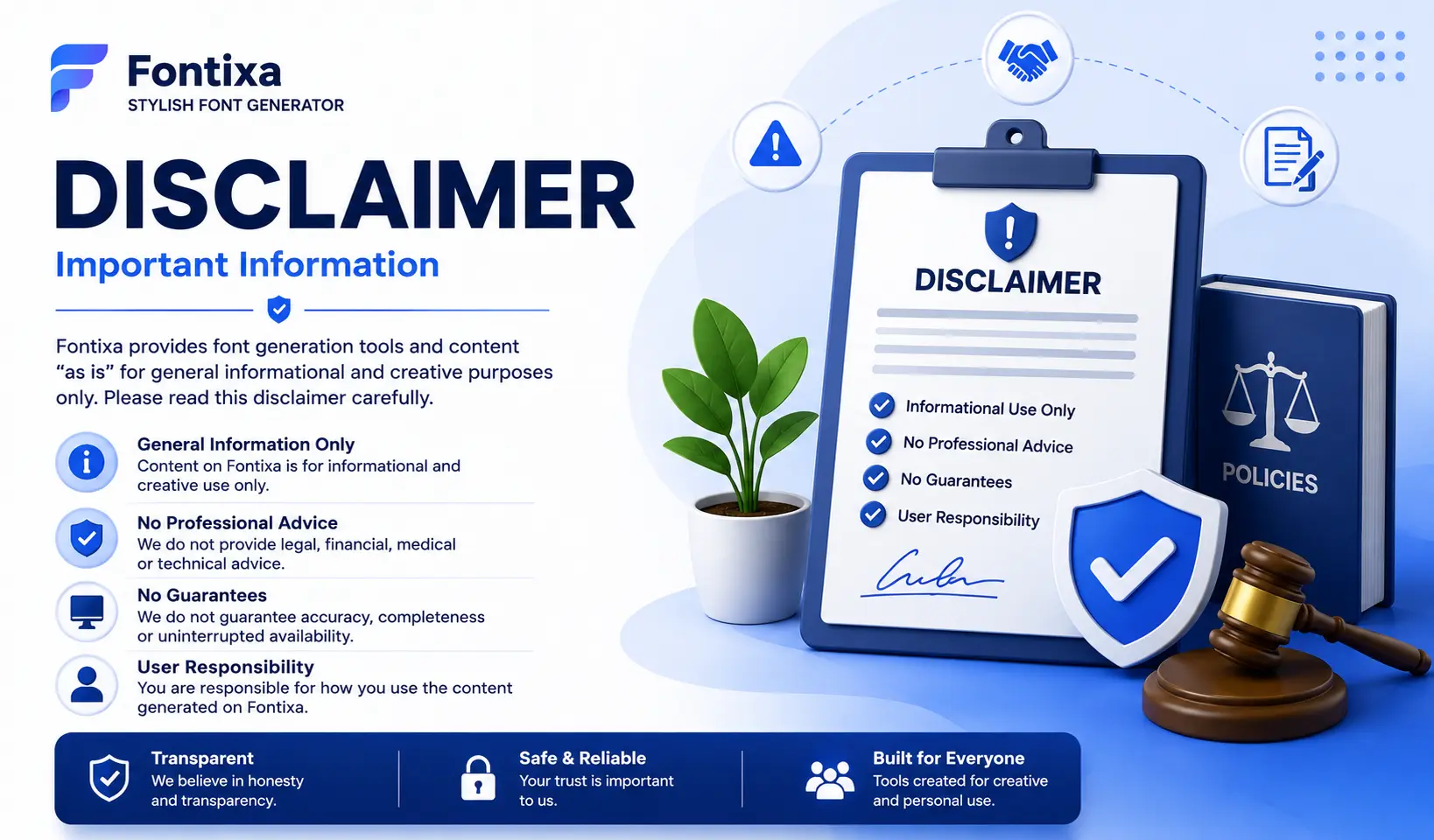 Disclaimer and Website Information by Fontixa