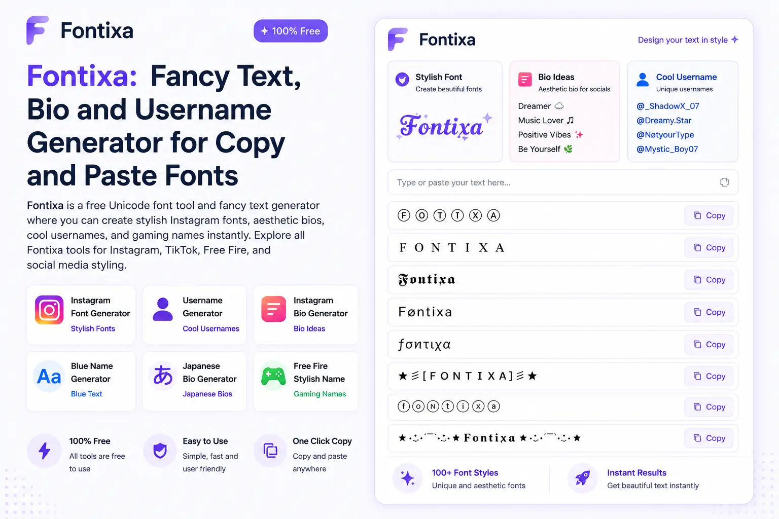Fontixa Fancy Text Generator and Stylish Font Preview