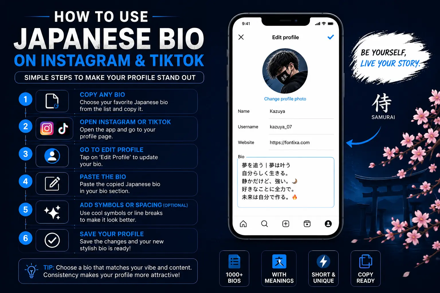 How to use Japanese bio on Instagram and TikTok step by step guide