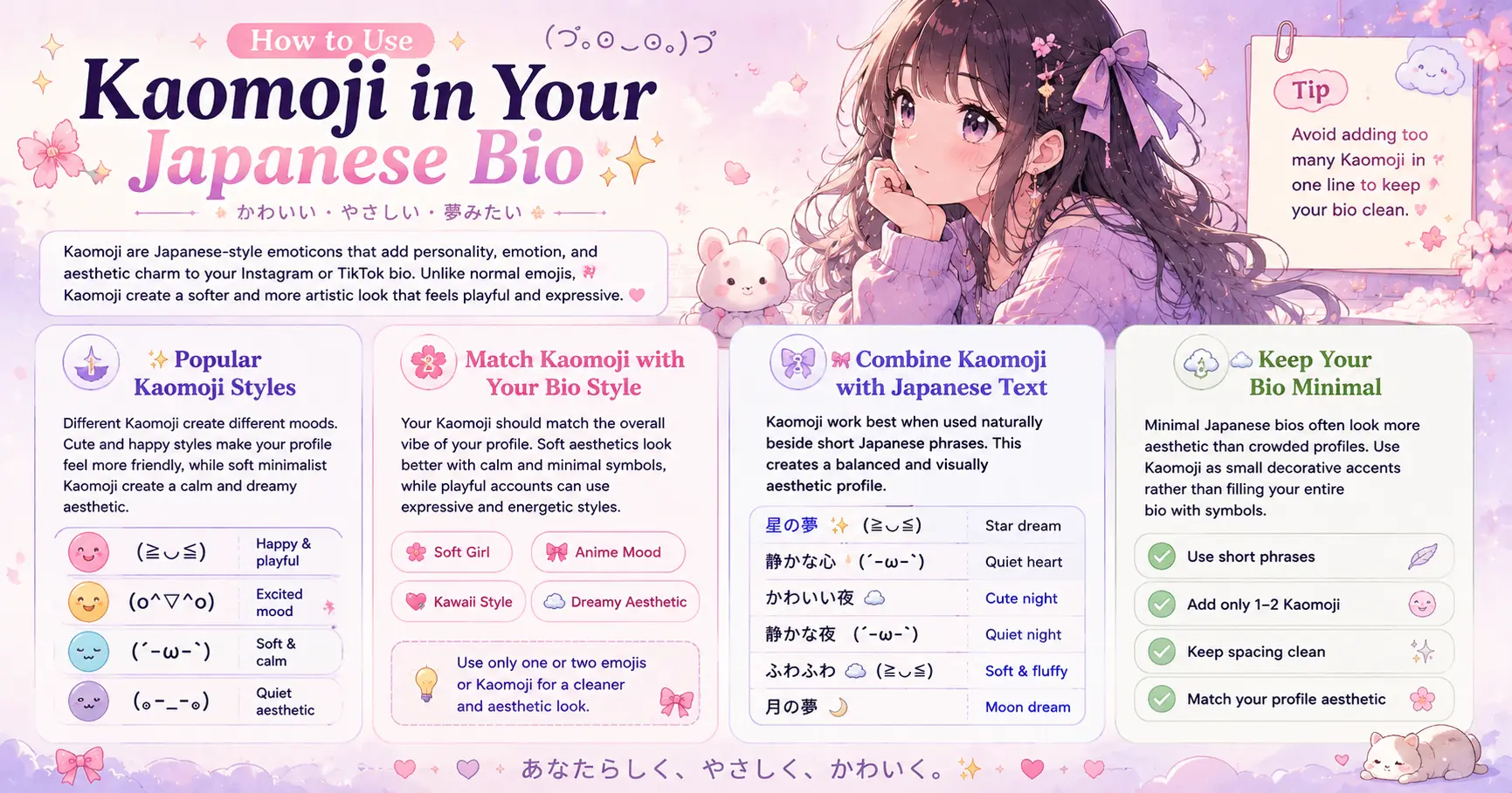 How to use Kaomoji in Japanese Instagram and TikTok bios