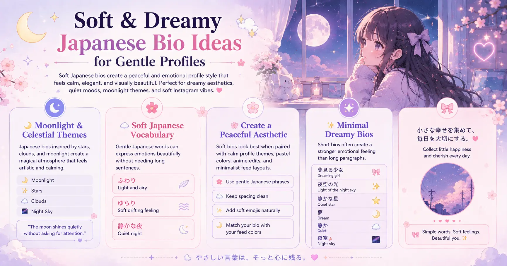 Soft and dreamy Japanese bio ideas for girls Instagram aesthetic profiles