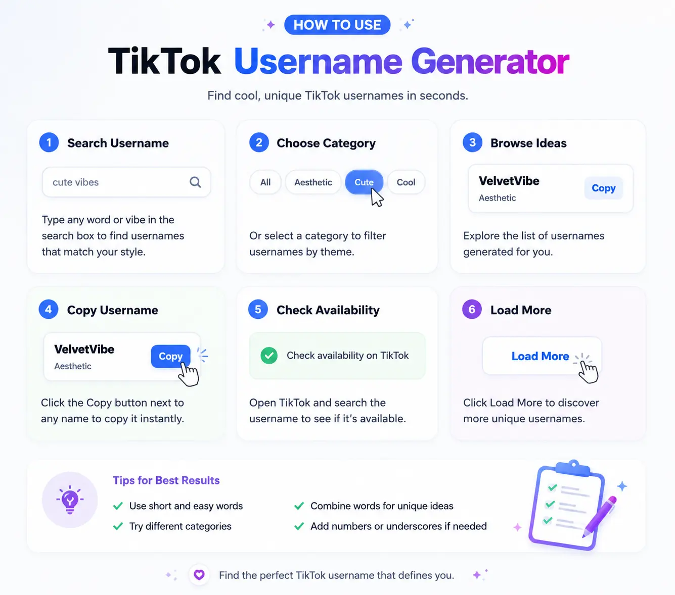 Guide showing how to find and copy a TikTok username